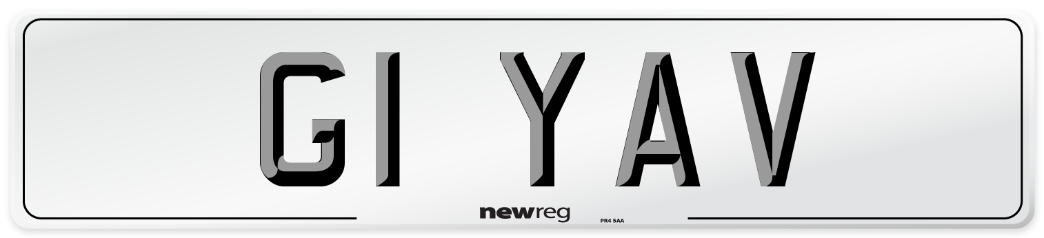 G1 YAV Number Plate from New Reg